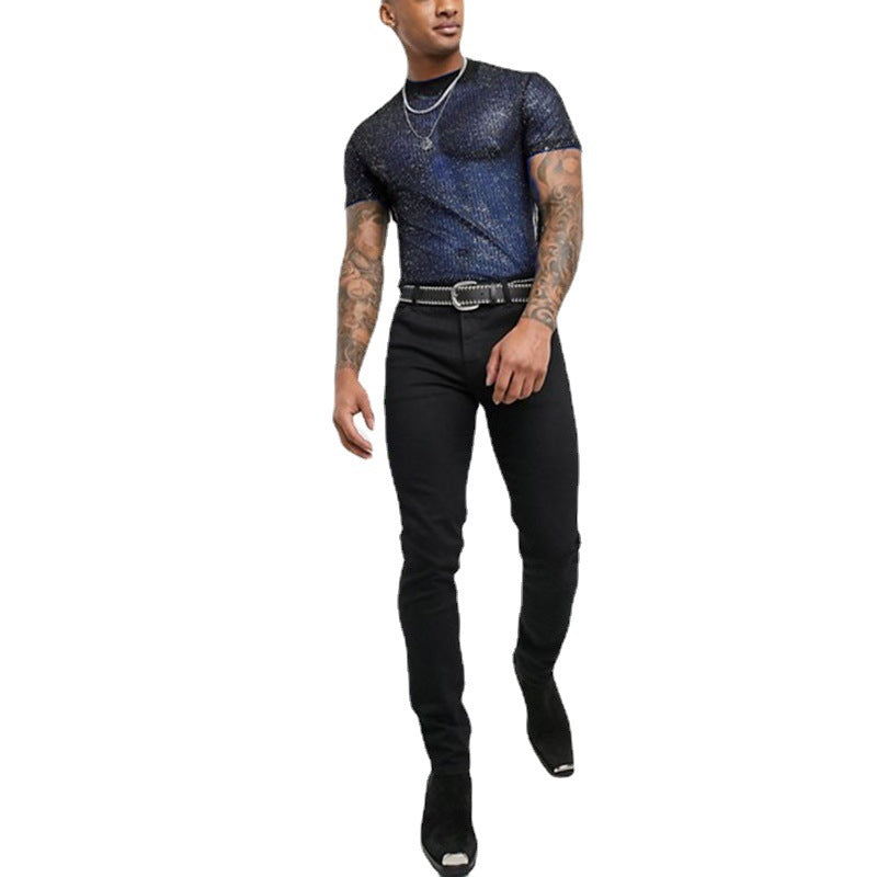 Sexy See Through Tulle Men's Night Party Shirts