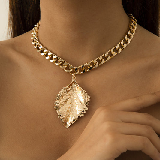 Fashion Leaf Design Hip Hop Women Necklaces