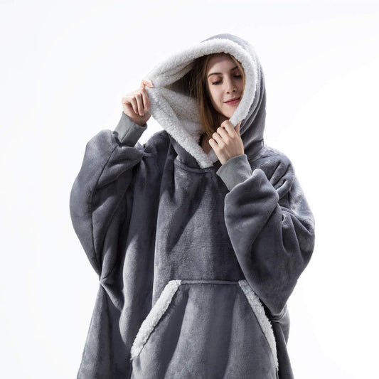 Wearable Fleece Hoodies Sleepwear for Watching TV