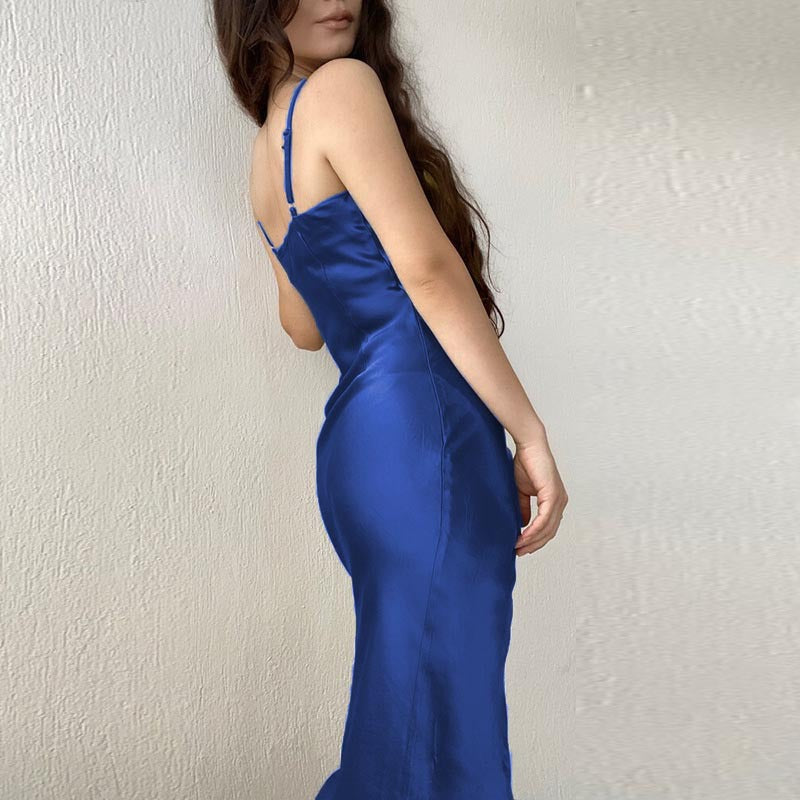 Sexy Satin Backless Women Party Dreses