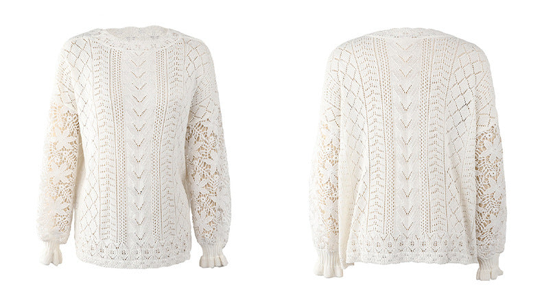 Women Lace Knitting Hollow Out Sweaters