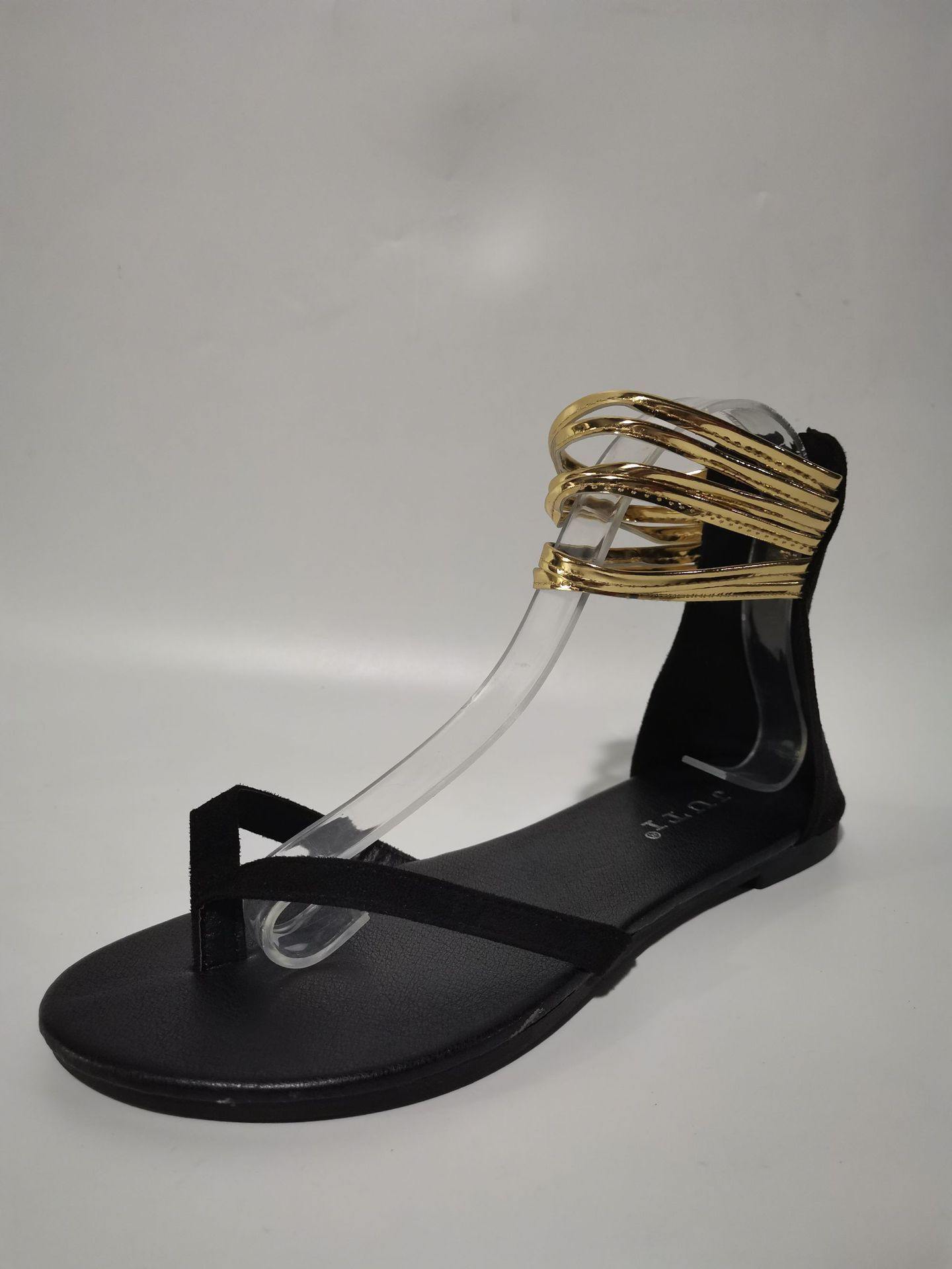 Women Summer Matal Ankle Strap Flat Sandals-STYLEGOING