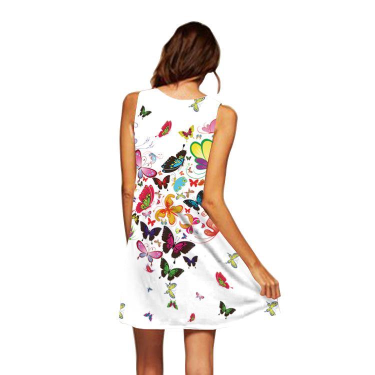 Summer 3D Floral Print Sleeveless Mini Short Dresses-STYLEGOING