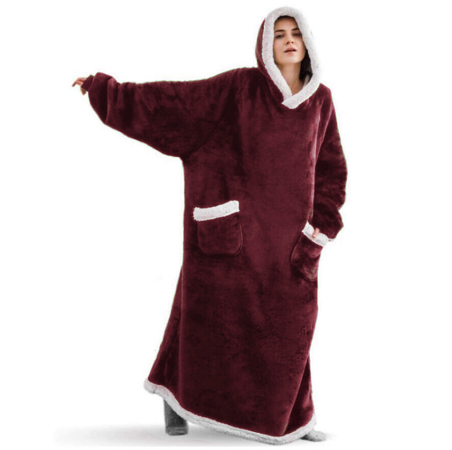 Winter Fleece Warm Long Hoodies Blanket