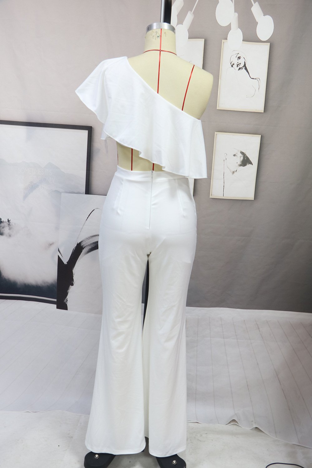 Sexy One Shoulder Midriff Baring Two Pieces Suits