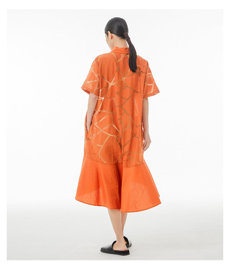 Vintage Summer Short Sleeves Irregular Long Shirts Dresses