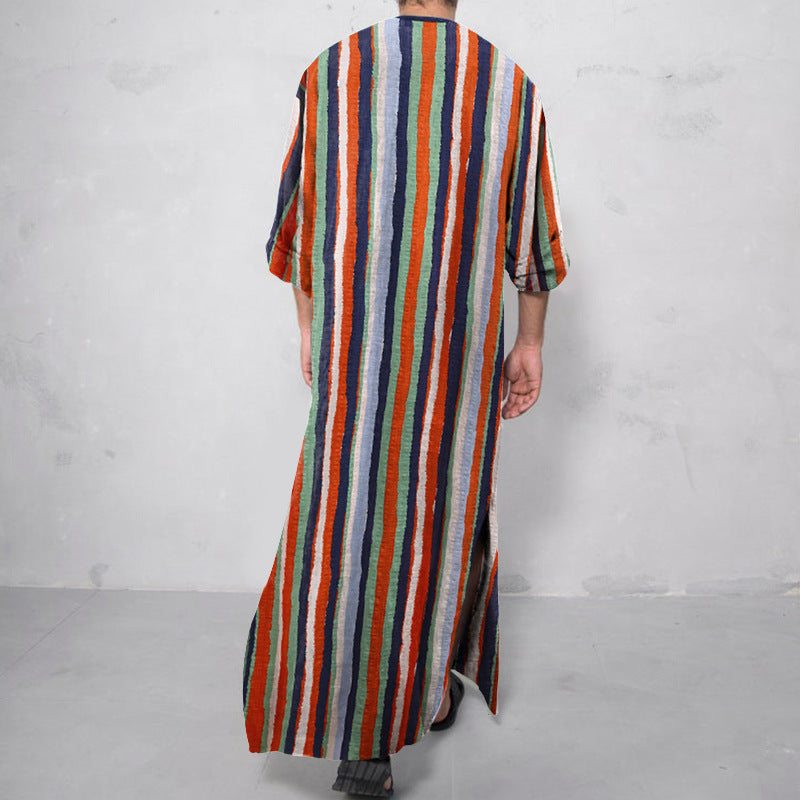 Casual Striped Men's Long Robes