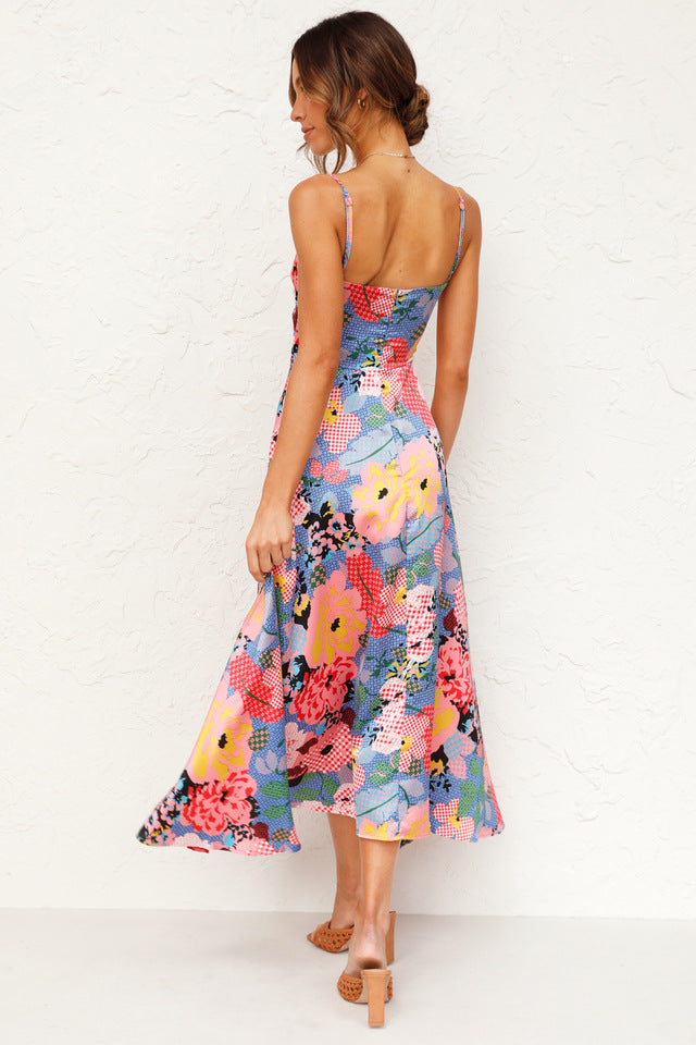 Sweety Summer Floral Print Sleeves Long Dresses