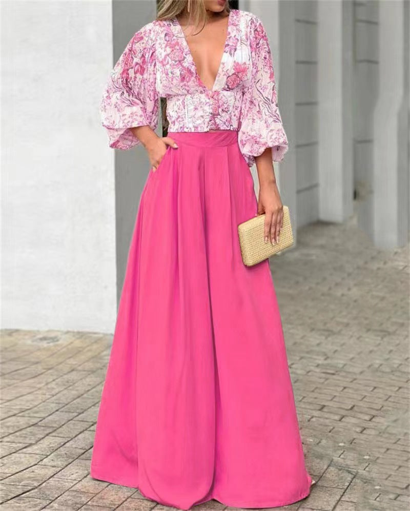 Sexy Deep V Neck Summer Two Pieces Women Suits