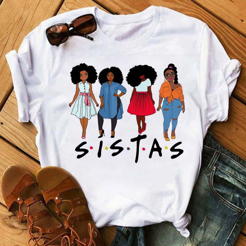 African Girl Women Short Sleeves T Shirts