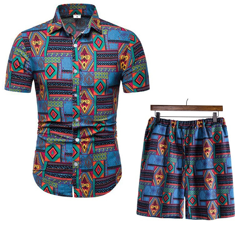 Leisure Summer Men's Short T Shirts and Shorts Suits