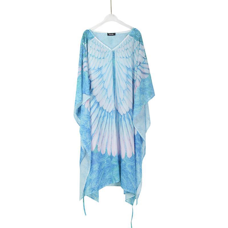 Chiffon Wings Design Pullover Cover Ups Dresses