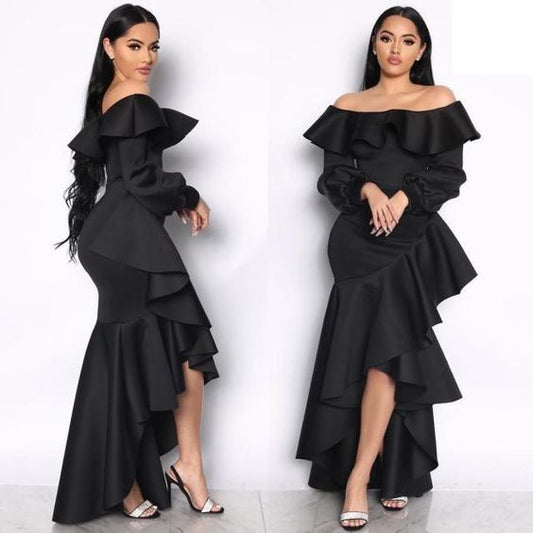 Off The Shoulder Black Long Evening Dresses