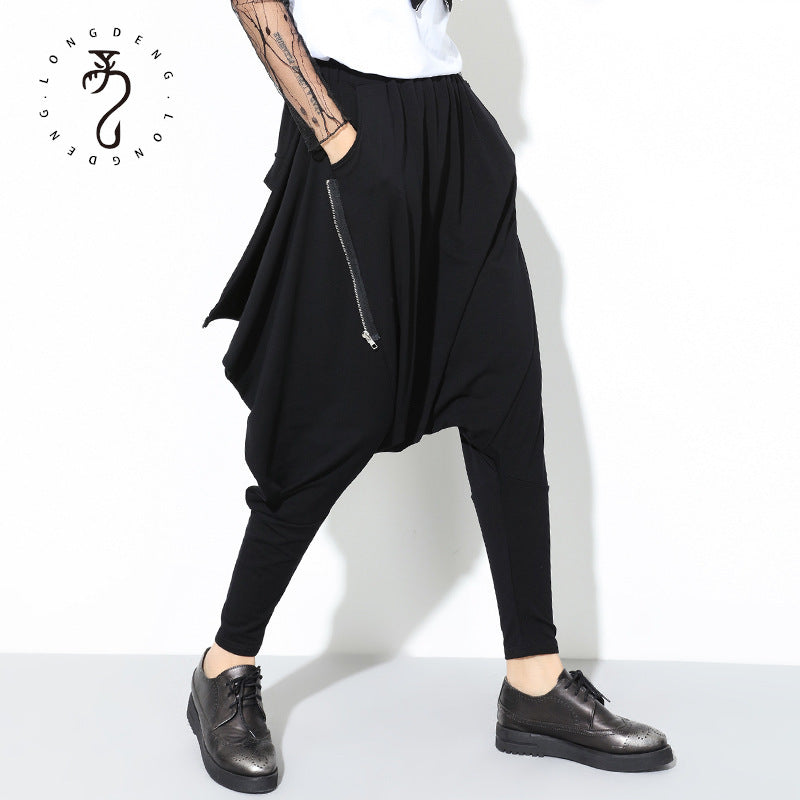 Black Hip Hop Women Harem Pants