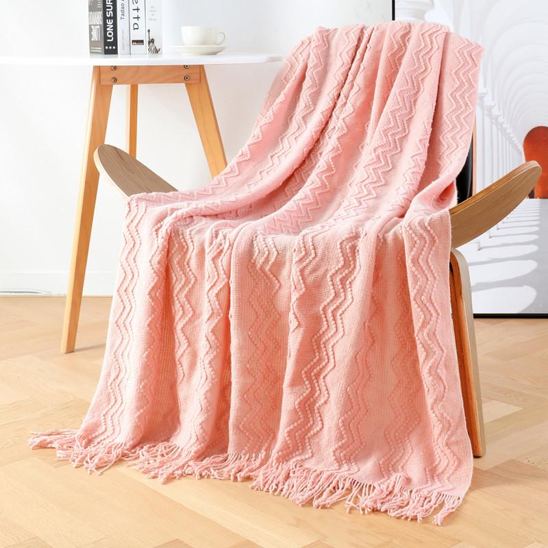 Leisure Soft Bedding Side Knitting Blanket-Pink-127*152+15CM-Free Shipping at meselling99