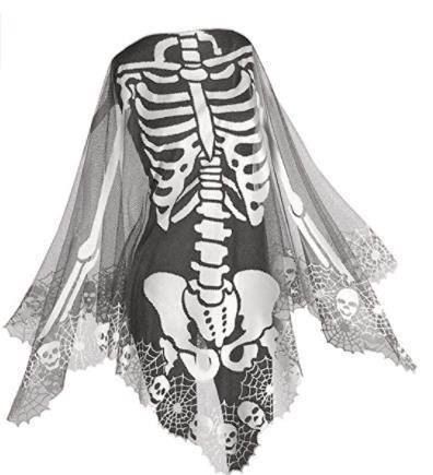 Halloween Lace Skeleton Print Cape