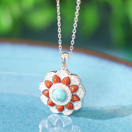 Fashion Sterling Silver Turquoise Agate Necklace for Women