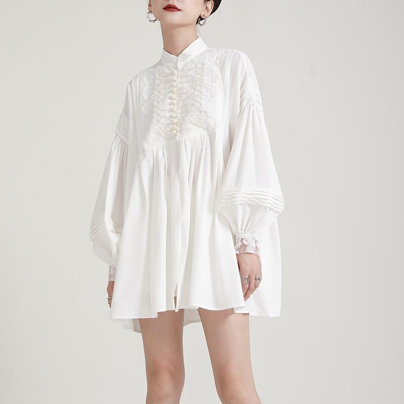 Luxury White Embroidery Fall Women Mini Dresses