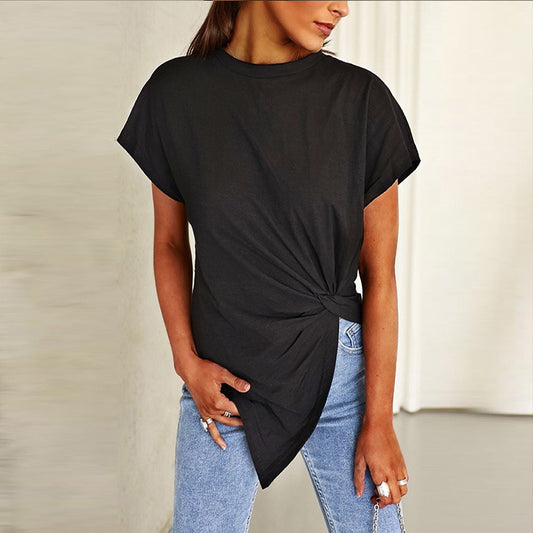 Simple Designed Irregular Women Summer T Shirts