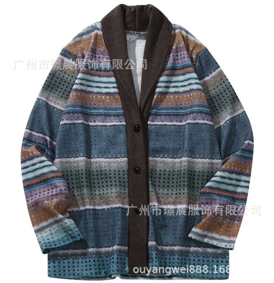 Men's Print Long Sleeves Knitting Cardigan Sweaters