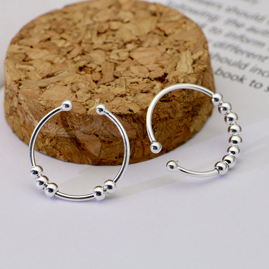 Rotatable Beads Silver Rings for Women