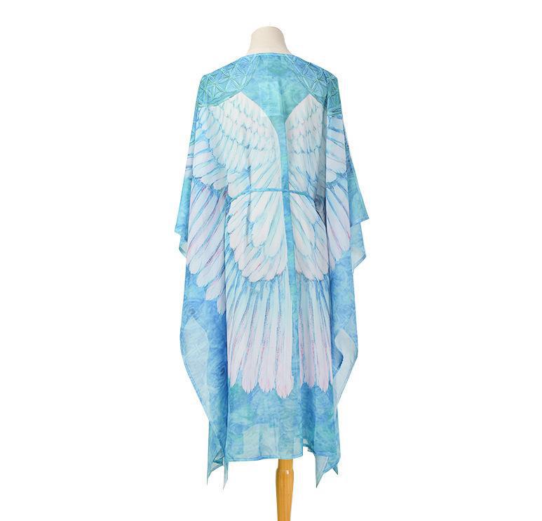 Chiffon Wings Design Pullover Cover Ups Dresses