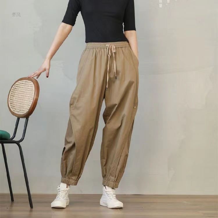 Designed Elastic Waist Women Harem Pants