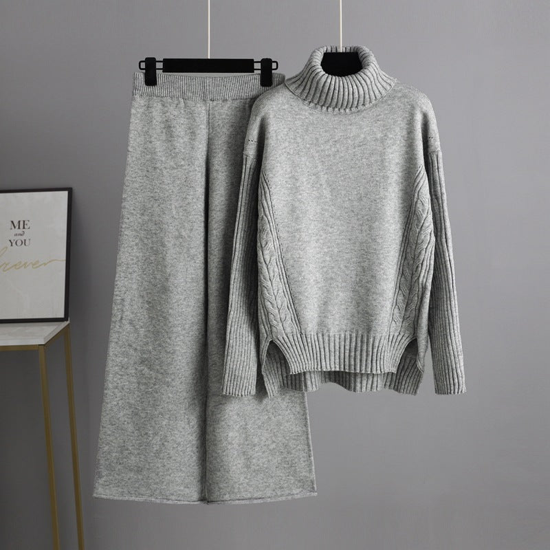 Casual Women Winter Turtleneck Sweaters and Pants Sets