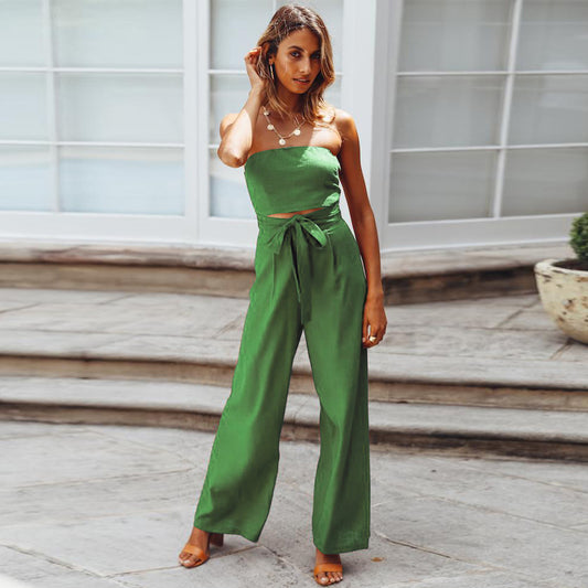 Summer Casual Strapless Backless Women Jumpsuits