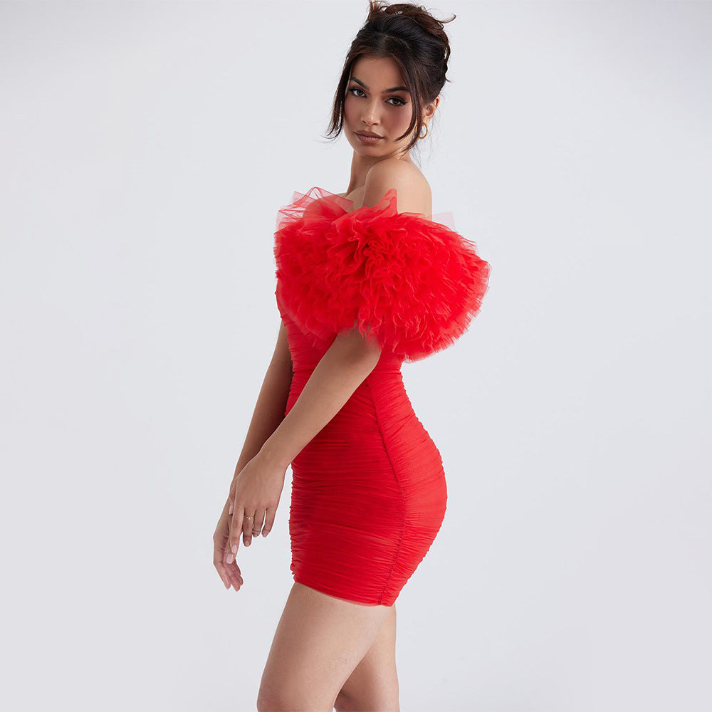 Sexy One Shoulder Strapless Red Party Dresses