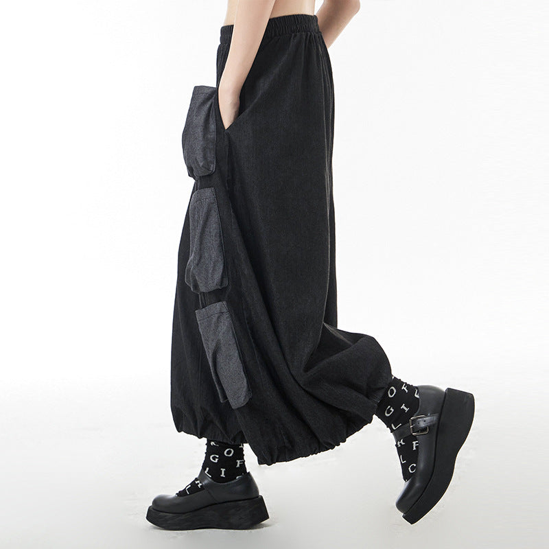 Summer Elastic High Waist Designed Harem Pants with Pockets