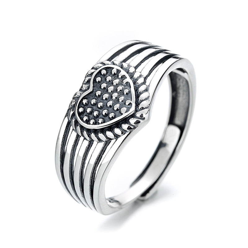 Sweetheart Design Vintage Silver Women Rings