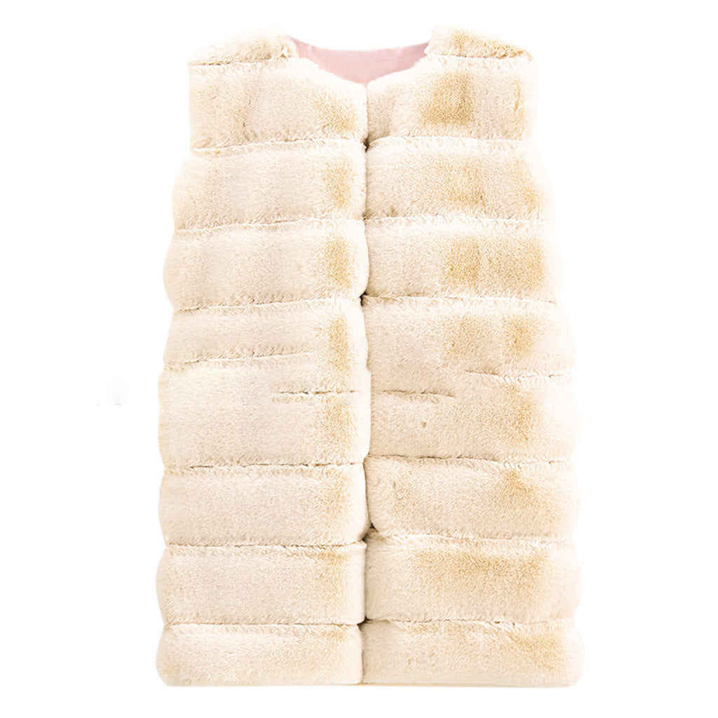 Artificial Fur Warm Winter Long Vest for Women