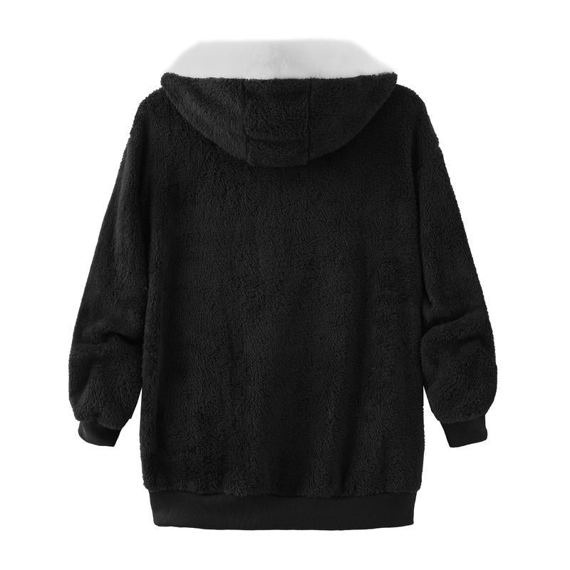 Casual Velvet Zipper Hoodies Tops for Winter