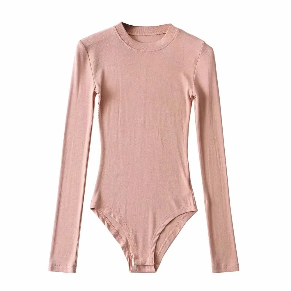 Sexy Tight Round Neck Long Sleeves Romper Shirts