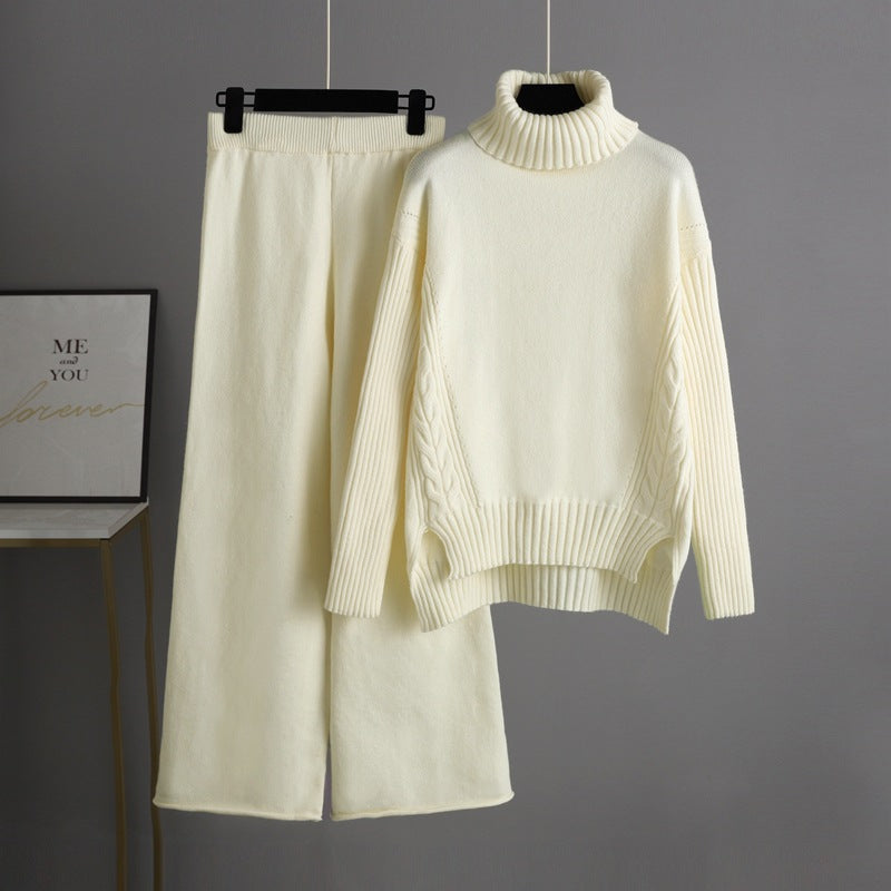 Casual Women Winter Turtleneck Sweaters and Pants Sets