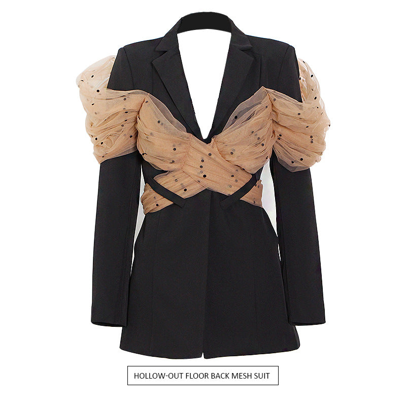 Designed Black Blazer Tops for Women