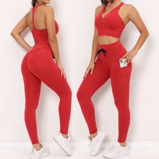 Sexy Drawstring Elastic Sports Yoga Suits for Women