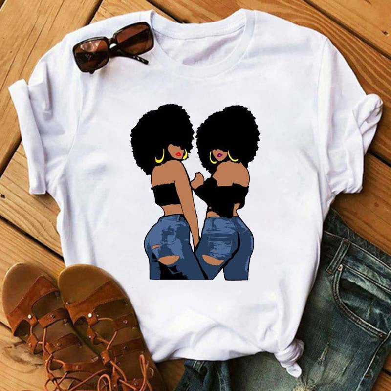 African Girl Women Short Sleeves T Shirts