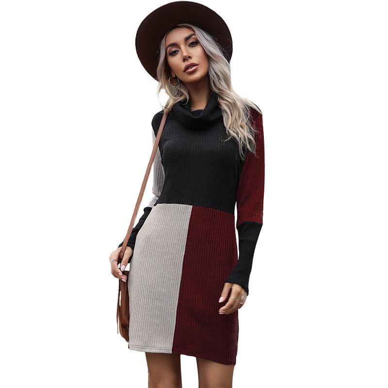 Sexy Constract High Neck Kntting Short Fall Dresses--Free Shipping at meselling99