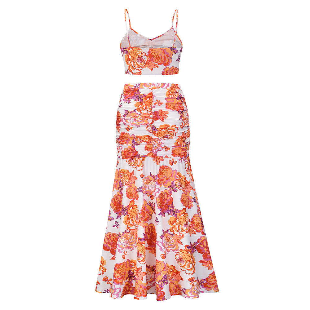 Sexy Floral Split Front Two Pieces Summer Dresses