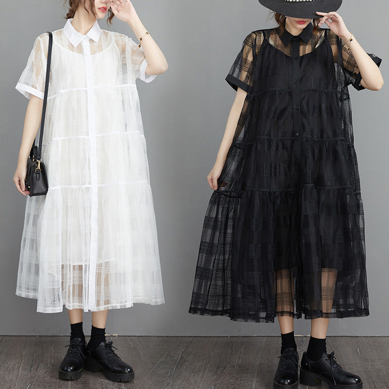 Summer Fairy Organza Plus Sizes 2pcs Shirts Dresses