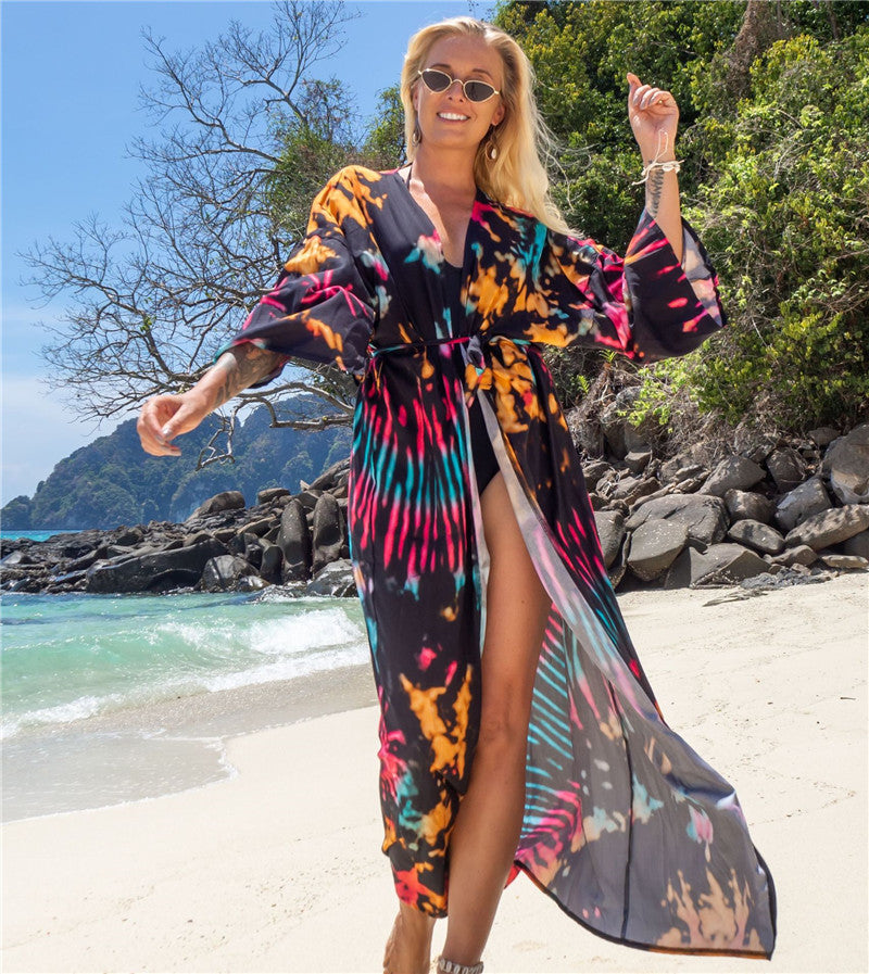 Fashion Floral Print Summer Kimono Beachwear Cover Ups