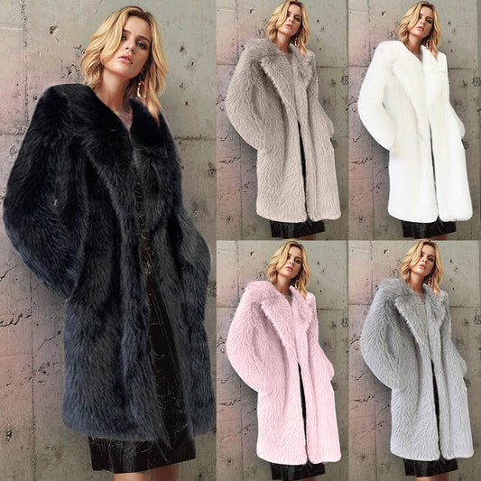 Winter Man-made Faux Fur Coats for Women