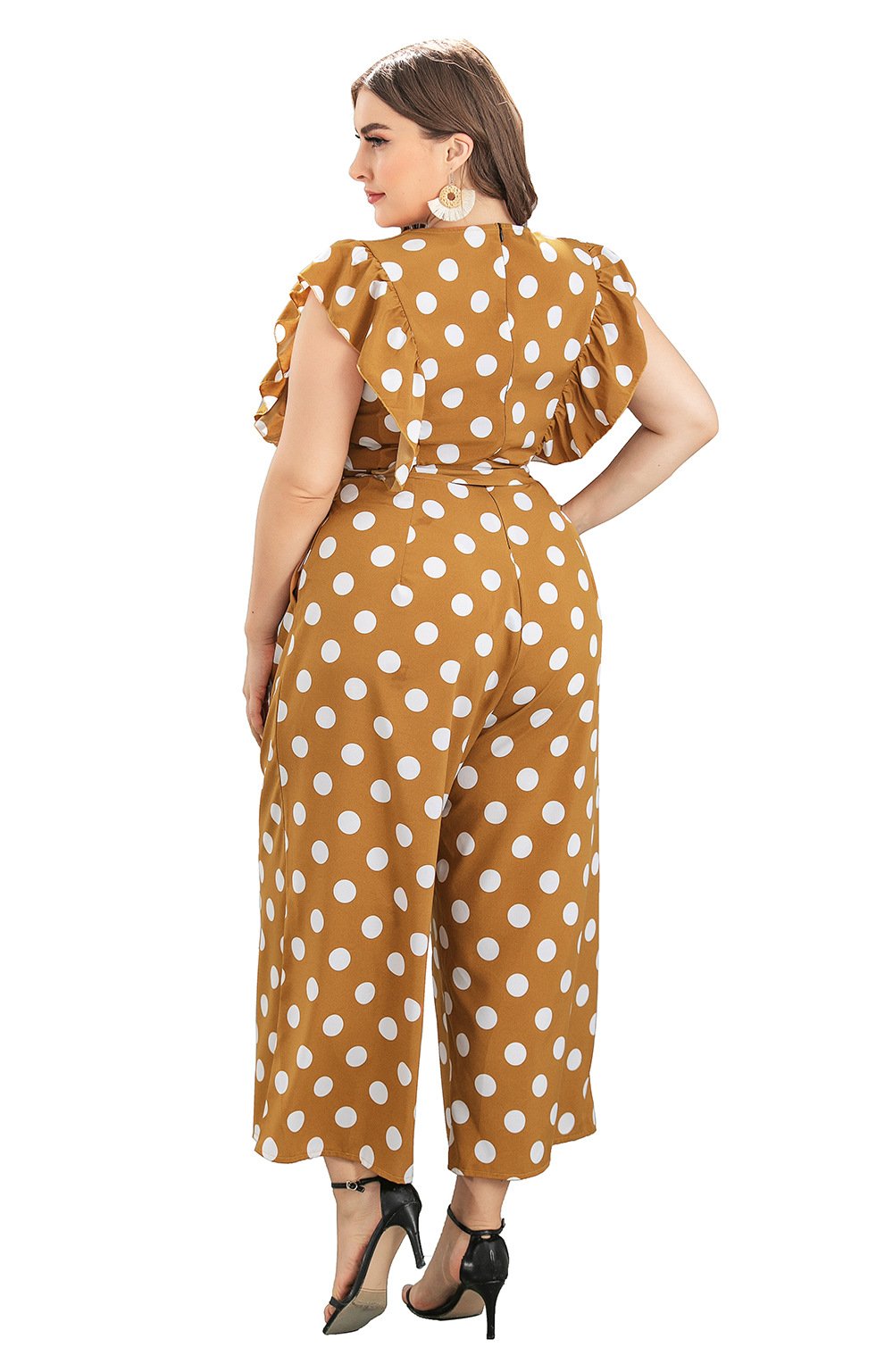 Summer Ruffed Polk Dot Plus Size Jumpsuits-STYLEGOING