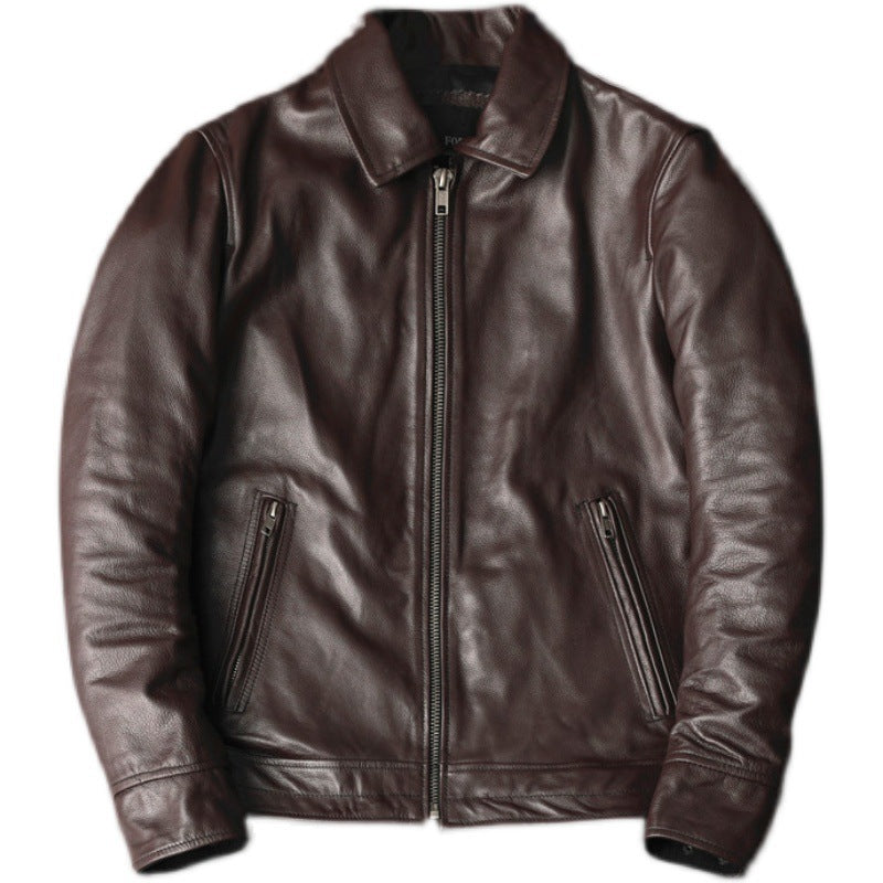 Brown Cowhide Leather Business Jackets for Men