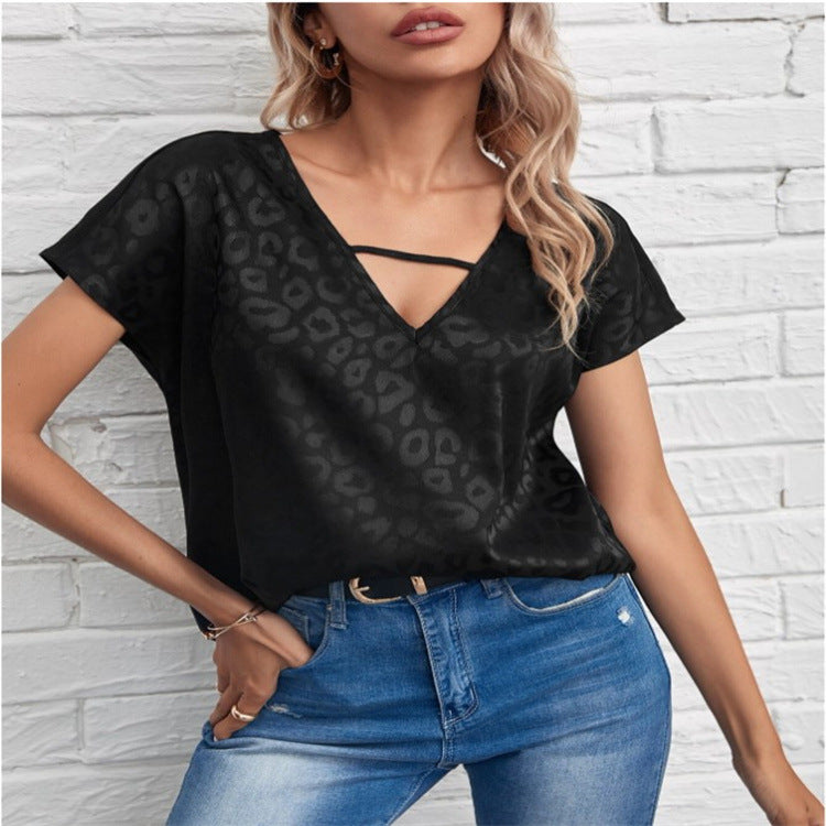 Women Short Sleeves V Neck Blouses