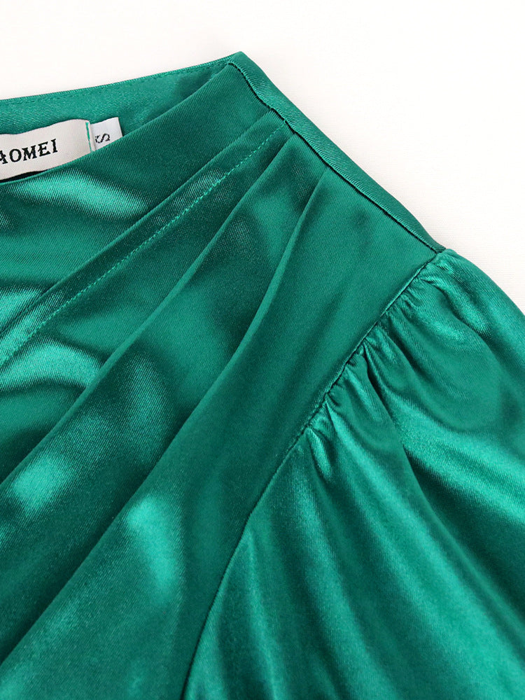 Designed One Shoulder Irregular Green Evening Party Dresses