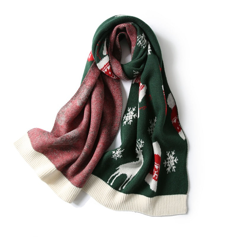 Warm Elk Design Knitted Scarves for Christmas