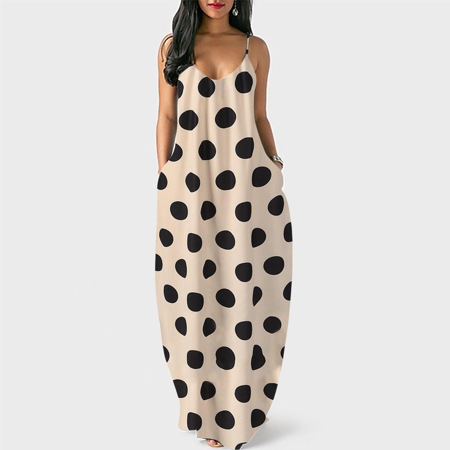 Plus Sizes Summer Dot Print Long Dresses-STYLEGOING